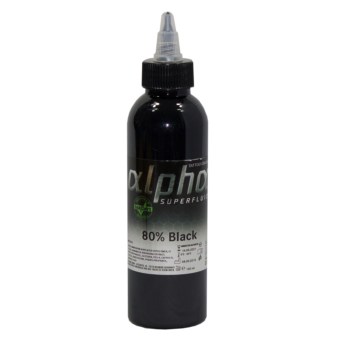 alpha SUPERFLUID 80% Black, 150 ml Tätowierfarbe
