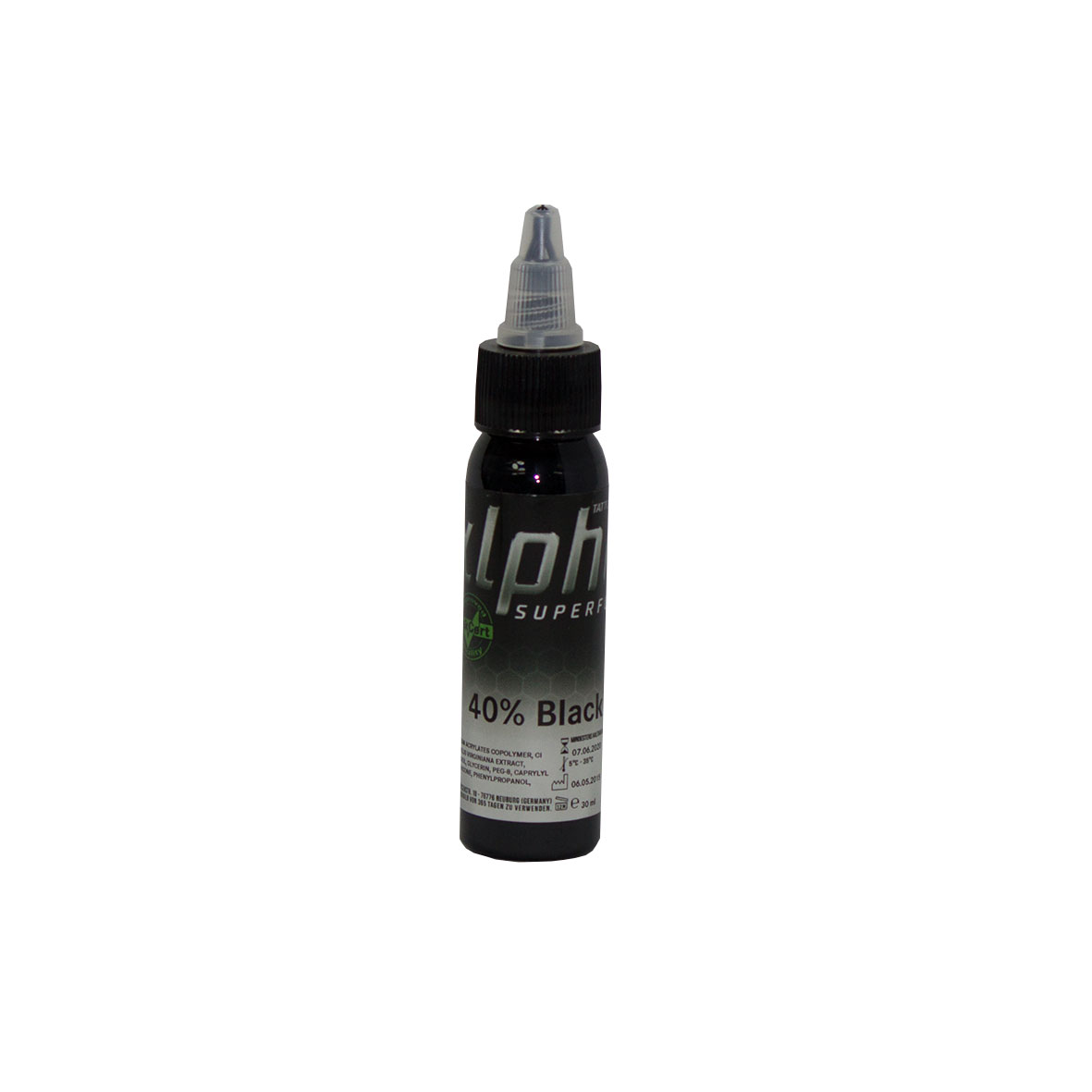 alpha SUPERFLUID 40% Black, 30 ml Tätowierfarbe
