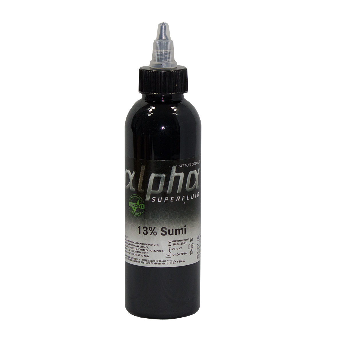 alpha SUPERFLUID 13% Sumi, 150 ml Tätowierfarbe