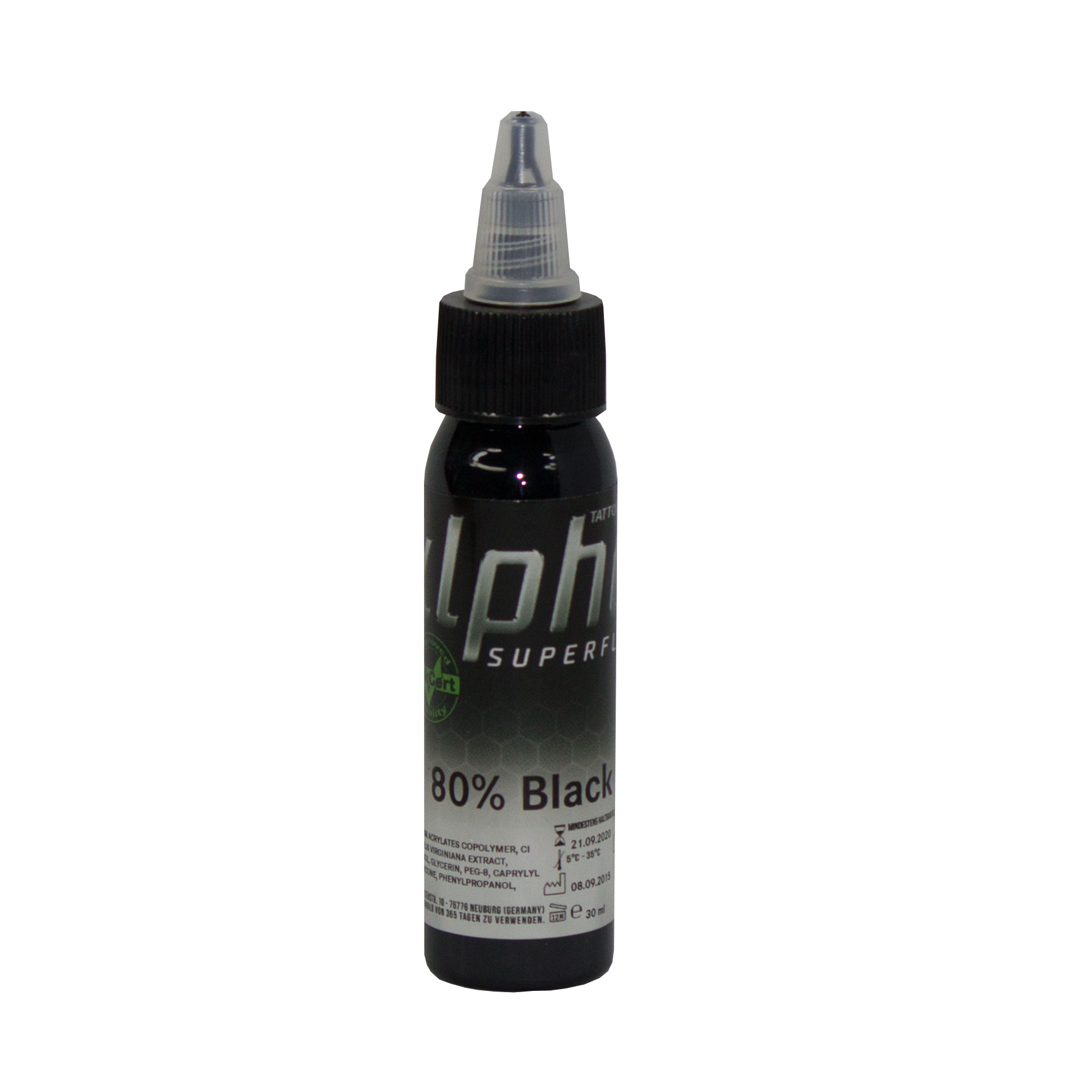 alpha SUPERFLUID 80% Black, 30 ml Tätowierfarbe